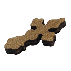 Коричневый Древесины подвески, окрашенные, без свинца, крестик, коричневые, 40x23x5 мм, отверстие : 2 мм