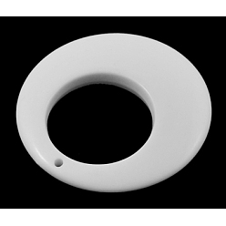 Белый Сплошной цвет акриловые подвески, пончик, белые, 56x7 мм, Отверстие : 2 мм , около 51 шт / 500 г