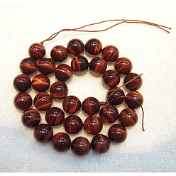 FireBrick Natural Gemstone Beads, Round, Tiger Eye, Dyed & Heated, Grade A, Red, about 10mm in diameter, hole: about 1mm, 40pcs/strand