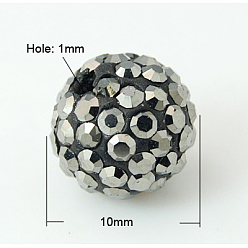 Гематит Pave disco бусины, Бусины со стразами, полимерная глина , класс А, струи гематита, 10 мм, отверстие : 1 мм