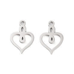 Нержавеющая Сталь Цвет Не тускнеющие 316 подвески из нержавеющей стали, шарма сердца, лазерная резка, цвет нержавеющей стали, 15x10.5x1 мм, отверстие : 1.5 мм