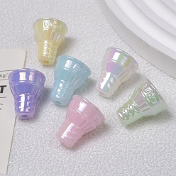 Couleur aléatoire Uv perles acryliques de placage, Cornet de glace, couleur aléatoire, 20.5x17.2mm, Trou: 3mm