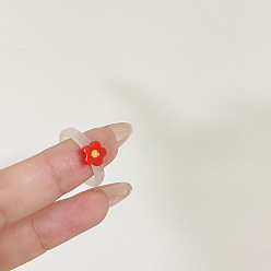 Оранжево-Красный Полимерные пальцевые кольца, цветок, оранжево-красный, внутренний диаметр: 17 мм