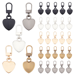 (52) Непрозрачная лаванда 30шт. 5 цвета, бегунки молнии из сплава, сердце, разноцветные, 38.5 мм, 6 шт / цвет