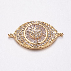 Золотой Латунные микро проложить кубических ссылки циркония, долговечный, без свинца и без кадмия, глаз, золотые, 16x29x4 мм, отверстие : 1.5 мм