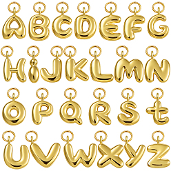Letter A~Z 26Pcs 26 Styles Rack Plating Brass Pendants, with Jump Ring, Lead Free & Cadmium Free & Nickel Free, Long-Lasting Plated, Letter A~Z Charms, Letter A~Z, 16.5~18.5x5.5~18x2.5x4.5mm, Hole: 2.5mm, 1pc/style