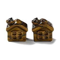 Тигровый глаз Резные фигурки целебного дома из натурального тигрового глаза, Украшения из камня с энергией Рейки, 24x17x25.5 мм