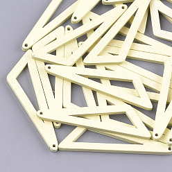 Light Yellow Painted Poplar Wood Big Pendants, Triangle, Light Yellow, 55.5x15.5x3mm, Hole: 1.2mm