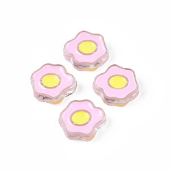 Pearl Pink Transparent Acrylic Beads, with Enamel, Poached Egg, Pearl Pink, 22x25x9mm, Hole: 3mm