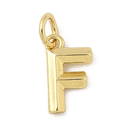 Letter F Латунь прелести, стойки покрытие, без кадмия и без свинца, долговечный, с целью перехода в кольце, реальный 18 k позолоченный, Буква F, 12x7x2 мм, отверстие : 3 мм
