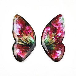 Светло-Вишневый Подвески в виде крыльев бабочки из эпоксидной смолы, с золотой фольгой и блестками, светло-вишневый, 32.5x15x2 мм, отверстие : 1.2 мм