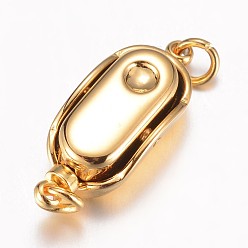 Golden 304 Stainless Steel Box Clasps, Ion Plating (IP), Golden, 20x8x7mm, Hole: 2.5mm, Pin: 1.2mm