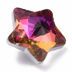 Fuchsia Electroplate Glass Charms, Faceted, Star, Fuchsia, 13x13.5x7mm, Hole: 1.2mm