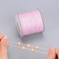 Pearl Pink Waxed Polyester Cord, Bead Cord, Pearl Pink, 0.5mm, about 169.51~174.98 Yards(155~160m)/Roll