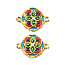 Золотой 3d напечатанный сплав коннектор со стразами, красный цветок, золотые, пригодный для стразов 1 мм, 24x18x3.5 мм, отверстие : 1.8 мм