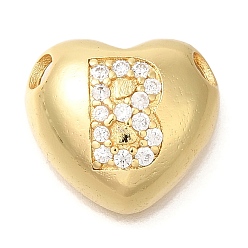 Letter B Стойка металлическая латунная микропрофилированная кубическая циркония подвески, без кадмия и без свинца, сердце с подвесками в виде буквы az, реальный 18 k позолоченный, В письме, 14.5x16x6 мм, отверстие : 3 мм