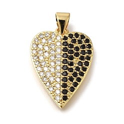 Настоящее золото 16K Латунные микро проложить кубического циркония подвески, без кадмия и без свинца, с оболочкой, сердце прелести, с целью перехода в кольце, реальный 16 k позолоченный, 21.5x16x3 мм, отверстие : 4 мм