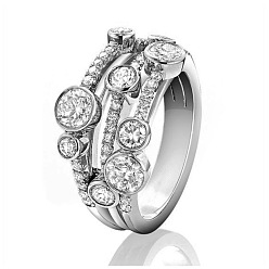 Платина Кольца из латуни с микропаве, прозрачные кольца с кубическим цирконием, круглые, платина, 12 мм, размер США 10 (19.8 мм)