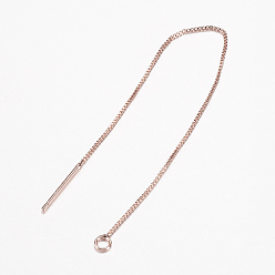 Розовый Позолоченный Изделия из латуни, с петлей, ушные резьбы, покрытие стойки и длительное покрытие, без кадмия, без никеля и без свинца, Настоящее розовое золото покрыто, 100x0.6 мм, отверстия: 2 мм, штифты: 0.7 мм