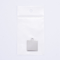 Stainless Steel Color 304 Stainless Steel Pendants, Manual Polishing, Blank Stamping Tags, Double Side Polished, Square, Stainless Steel Color, 25x20x1.8mm, Hole: 2.5mm