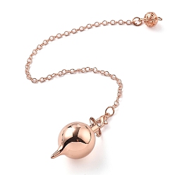 Розовое Золото Латунный маятник для биолокации большие заостренные круглые подвески, с когтя омара застежками и цепи, стойки покрытие, розовое золото , 230 мм, отверстие : 1.6 мм