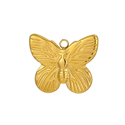 Настоящее золото 18K 304 подвески из нержавеющей стали, бабочки прелести, ионное покрытие (ip), реальный 18 k позолоченный, 15x19 мм