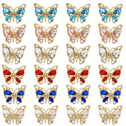 (52) Непрозрачная лаванда 30шт 6 цвета сплав горный хрусталь кабошоны, ногтей декоративные аксессуары, золотой свет, бабочка, разноцветные, 11x12x4 мм, 5 шт / цвет
