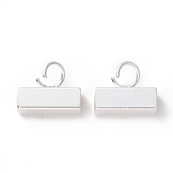 Посеребрённый 201 дуги из нержавеющей стали, петля под залог, кубоид, 925 серебро покрытием, 6.5x8x3 мм, отверстие : 2.5 мм, Внутренний диаметр: 1.8 mm