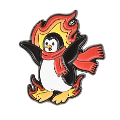 Пингвин Эмалевые значки из сплава с изображением пылающих животных, черные застежки для значков на лацканах для рюкзаков и одежды, красочный, пингвин, 32.5x29.5 мм