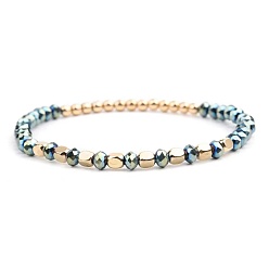 Гематит Браслеты из синтетических немагнитных гематитовых бусин для женщин, круглые, внутренний диаметр: 7-1/8 дюйм (18 см)