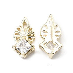 Настоящее золото 18K Латунные микро проложить четкие кубического циркония кабошоны, без никеля , цветок, реальный 18 k позолоченный, 14.5x8x4 мм