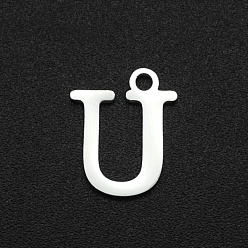 Letter U Не тускнеющие 201 подвески из нержавеющей стали, лазерная резка, буквы, цвет нержавеющей стали, letter.u, 12x10x1 мм, отверстие : 1.5 мм