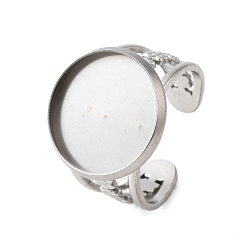 Нержавеющая Сталь Цвет 304 компоненты манжетного кольца из нержавеющей стали, Настройки колодки кольцо, круглые, цвет нержавеющей стали, лоток : 16 мм, внутренний диаметр: 19 мм