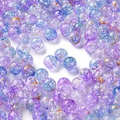 Средний Синий Шифер Прозрачных бусин акриловые треск, волочильных стиле, круглые, два тона, средний грифельно-синий, 8x7.5 мм, отверстие : 2 мм, 1923 шт / 500 г