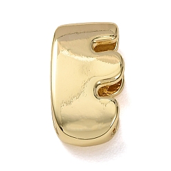 Letter E Латунные бусины, долговечный, стойки покрытие, без свинца и без кадмия, реальный 18 k позолоченный, Письмо E, 21x12x7 мм, отверстие : 18x4 мм