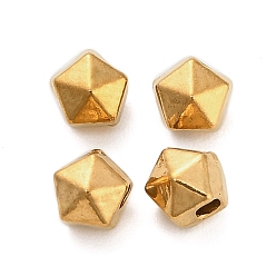 Настоящее золото 18K 304 из нержавеющей стали бусы, пятиугольник, граненые, ионное покрытие (ip), реальный 18 k позолоченный, 4x4x4 мм, отверстие : 1.4 мм