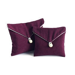 Púrpura Bolsas de almacenamiento de terciopelo rectangulares, bolsa de embalaje, púrpura, 9x11 cm