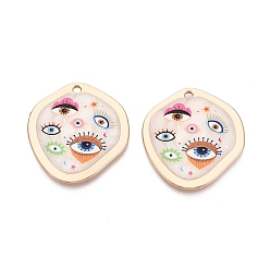 Разноцветный Печатные эмали подвески сплава, самородки и обереги от сглаза, стойки покрытие, без кадмия и без свинца и без никеля, золотые, красочный, 32.5x30x2~2.5 мм, отверстие : 2 мм