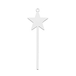 Нержавеющая Сталь Цвет Не тускнеющие 201 подвески из нержавеющей стали, лазерная резка, звезда, цвет нержавеющей стали, 35x12x1 мм, отверстие : 1 мм