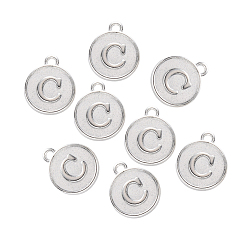Letter C Сеттинги для кулона(кабошонов), сплав, для эмали, без кадмия и без свинца, плоские круглые с буквы, платина, letter.c, 14x12x2 мм, отверстие : 1.5 мм
