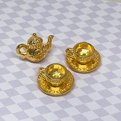 Золотой Мини-металлический чайник, кофейник, Кукольный домик, кухонный миниатюрный набор кофейных чашек, сцена съемки, золотые, 16x13 мм