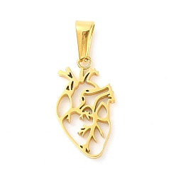 Золотой 304 подвески из нержавеющей стали, очарование в форме сердца, золотые, 22x12.5x2 мм, отверстие : 7.5x3.2 мм