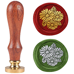 Цветок Набор сургучной печати, печать сургучом твердой латунной головки, деревянная ручка ретро латунный штамп комплект съемный, для конвертов приглашений, подарочная карта, цветок, 83x22 мм, штампы: 25x14.5 мм