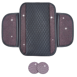 Фиолетовый 1Накладка на центральную консоль автомобиля с блестками и 2комплект круглых силиконовых ковриков для автомобильных подстаканников, Чехол-подушка для подлокотника автомобиля из кожи со стразами, в комплекте с 2 сумками для хранения., фиолетовые, крышка: 325x450x5 мм, 1 PC