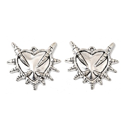 Античное Серебро Готические тибетские подвески из сплава, сердце, античное серебро, 26.5x29x4 мм, отверстие : 1.5 мм