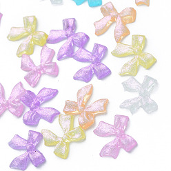 Mixed Color Resin Cabochons, with Glitter Powder, Bowknot, Mixed Color, 10x10x3mm