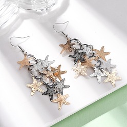 (52) Непрозрачная лаванда 430 серьги-подвески в виде морских звезд из нержавеющей стали, с железными крюками серьги, разноцветные, 78 мм