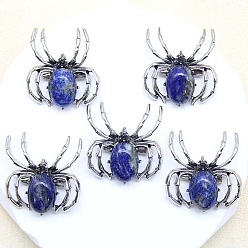 Ляпис-Лазурь Природный лазурит подвески, прелести паука, античное серебро, 36x34 мм