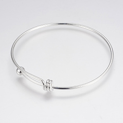 Серебро Регулируемые латунные браслеты, серебряный цвет гальваническим, 2-1/2 дюйм (67 мм)