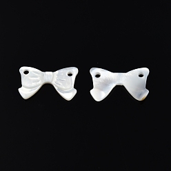 White Shell Natural White Shell Connector Charms, Bowknot, 10.5x18x2mm, Hole: 1.6mm